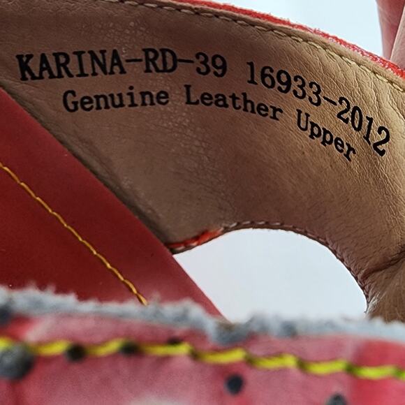 L'Artiste by Spring Step Karina Slide Sandals Women EU39/US8.5 Rouge Red Floral - Picture 10 of 12